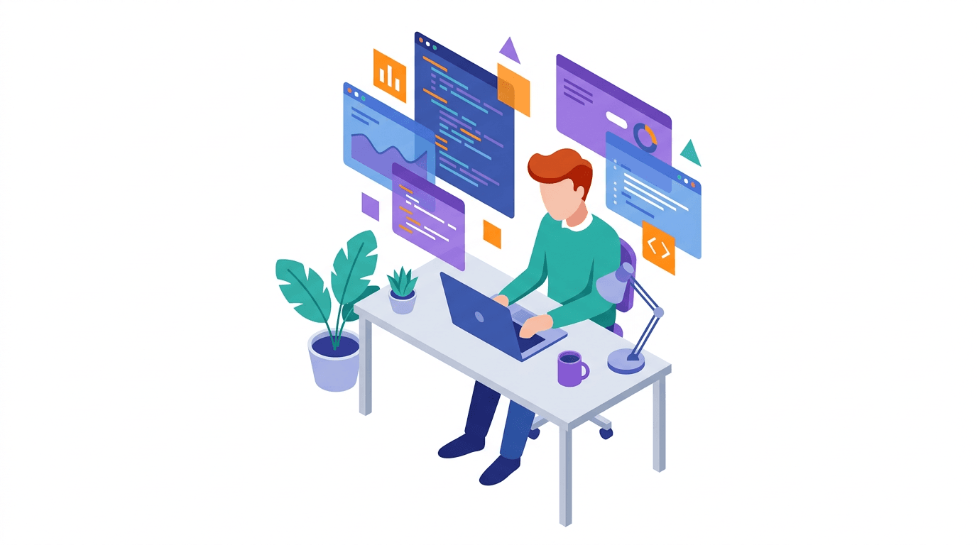 Illustration of business systems and operational software